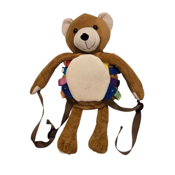 Soft Plush Teddy Bear Clock Backpack "Buckle Toys Billy Bear" Colorful Toy Skils - Picture 2 of 10